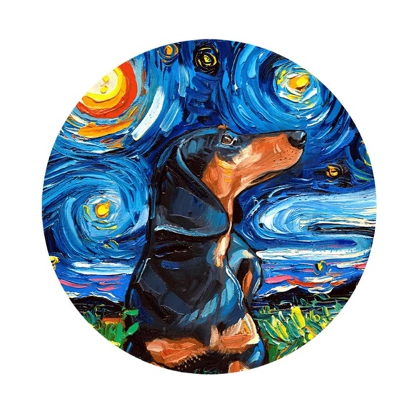 2pcs Dachshund Van Gogh Painting Style Dog Absorbent Car Cup Holder Coaster Mats - Picture 4 of 4